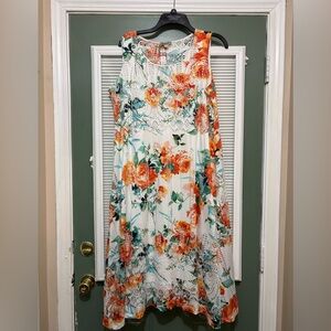 One World colorful Floral Sleeveless Dress Sz Medium